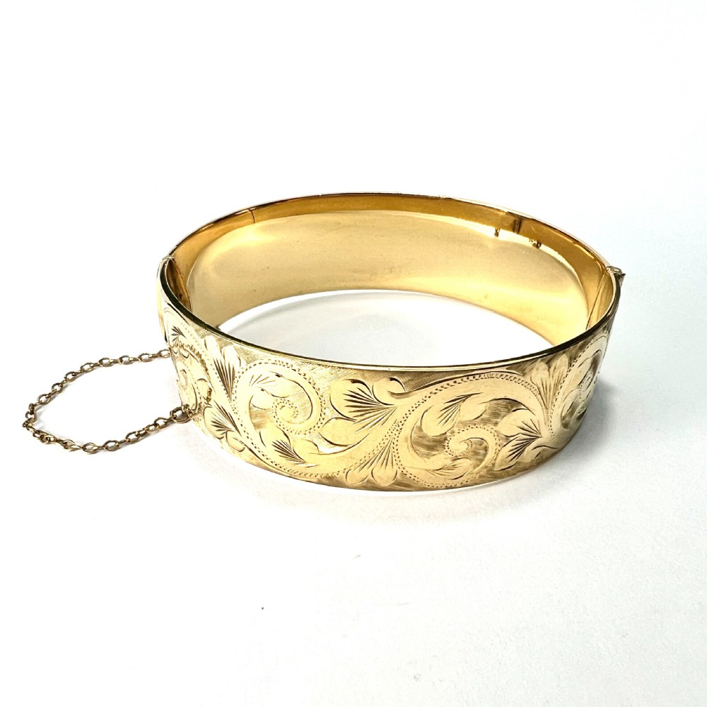 Heavy Vintage Georg Jensen 1/5 9CT Rolled Gold Hinged Bangle View VI