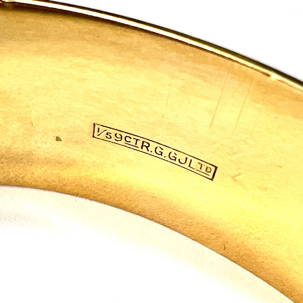 Heavy Vintage Georg Jensen 1/5 9CT Rolled Gold Hinged Bangle View VII