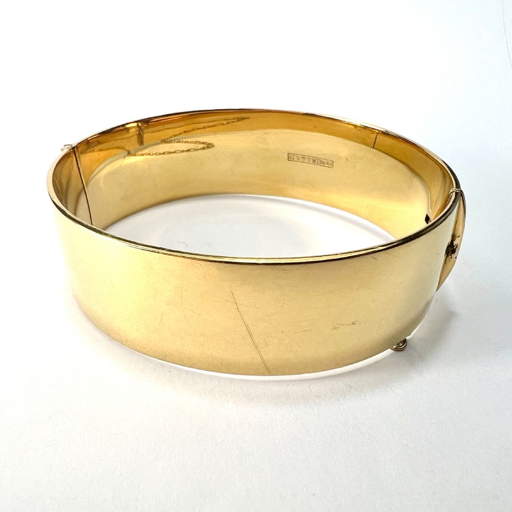 Heavy Vintage Georg Jensen 1/5 9CT Rolled Gold Hinged Bangle View VIII