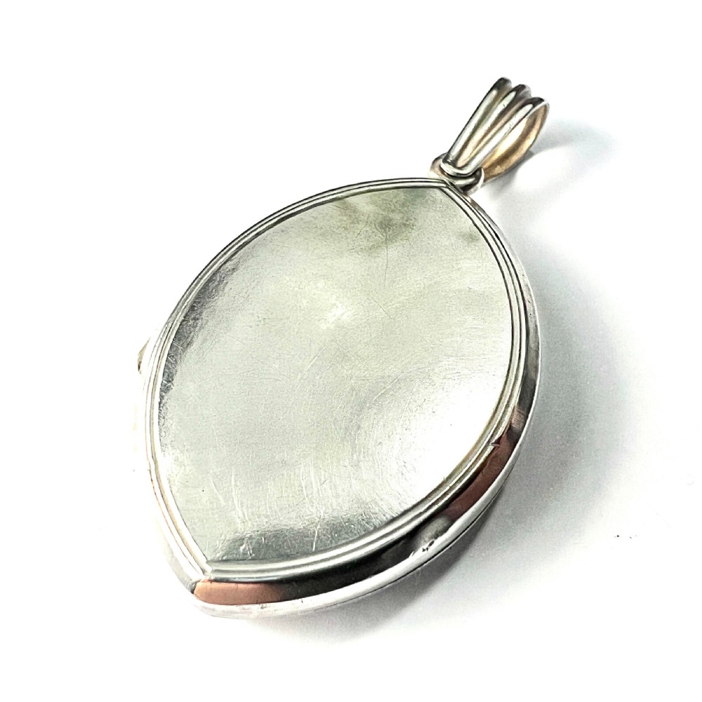 Victorian AEI Monogram Silver Locket Pendant View III