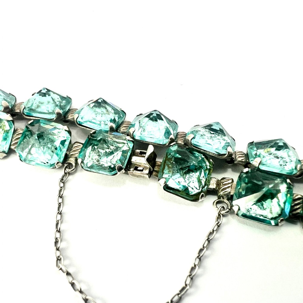 Art Deco Leach & Miller Aquamarine Paste Cocktail Bracelet View III