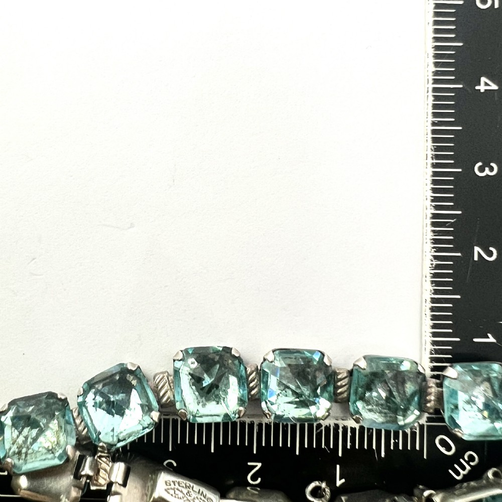 Art Deco Leach & Miller Aquamarine Paste Cocktail Bracelet View IV