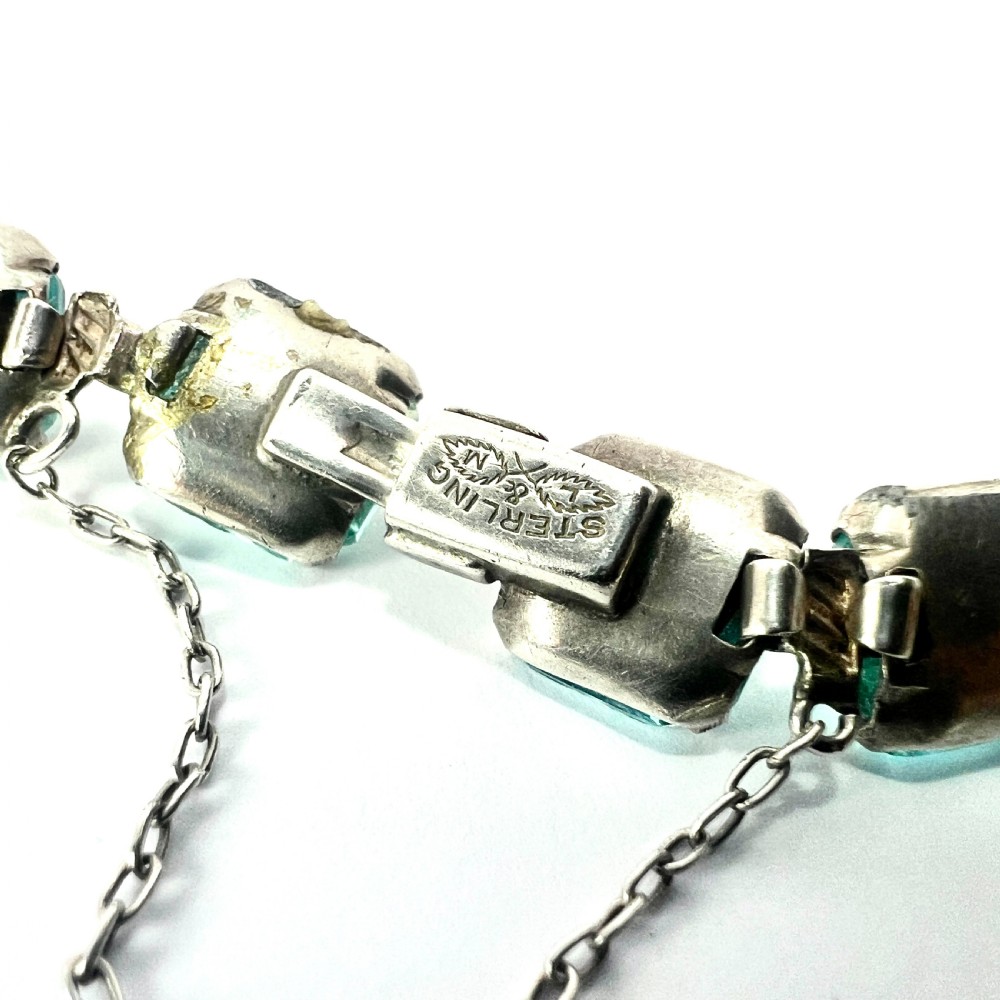 Art Deco Leach & Miller Aquamarine Paste Cocktail Bracelet View VI