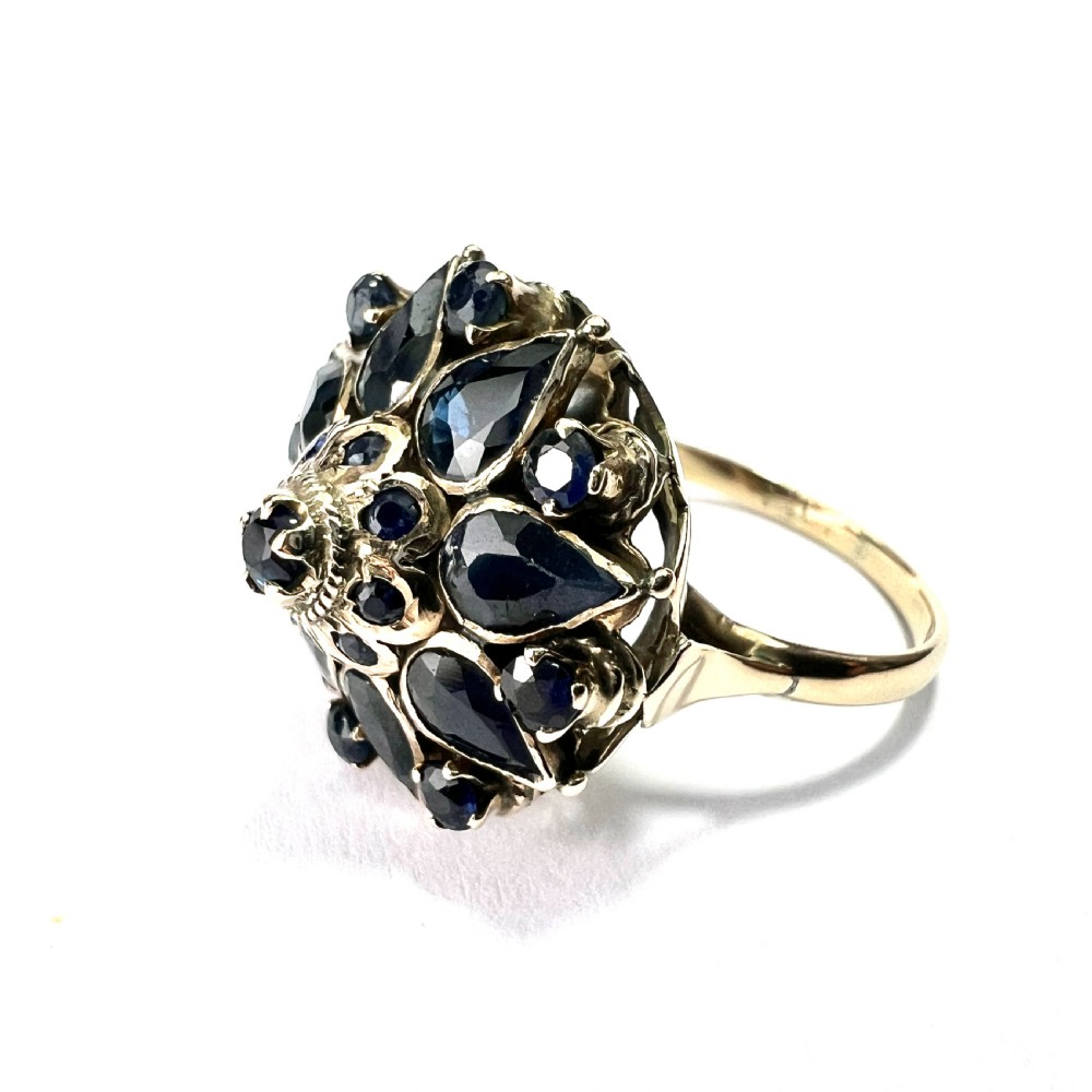 Large Vintage 14CT Gold Sapphire Thai Princess Ring View VI