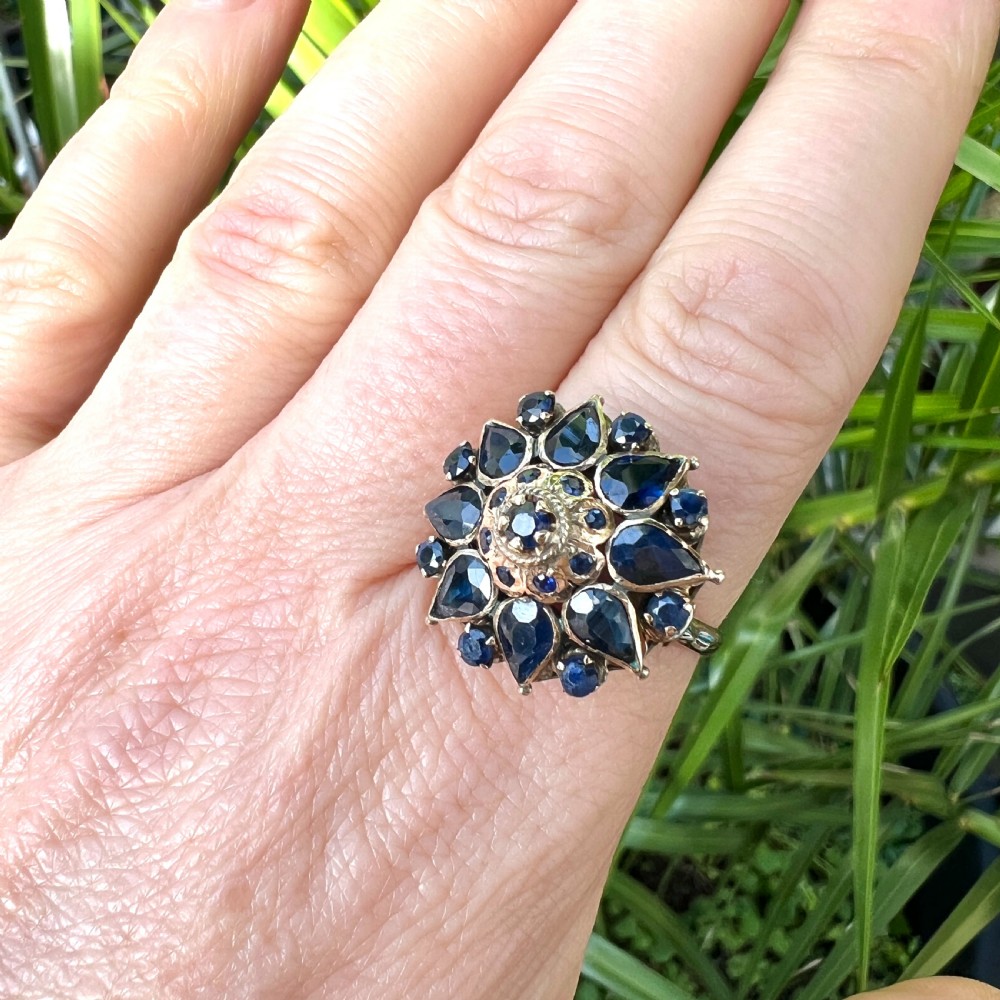 Large Vintage 14CT Gold Sapphire Thai Princess Ring View XII
