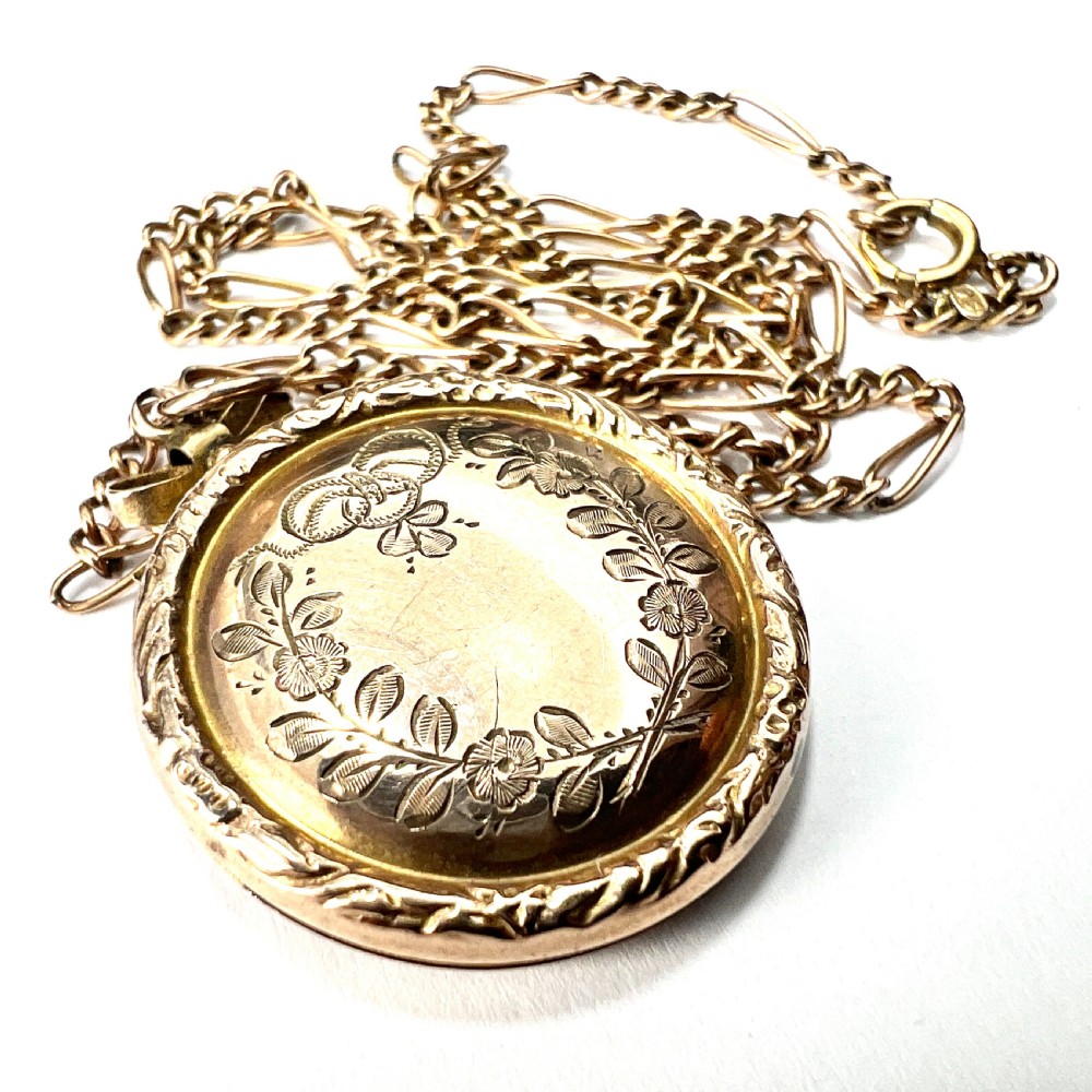 Victorian Love and Luck 9CT Gold Locket Pendant on Chain View II