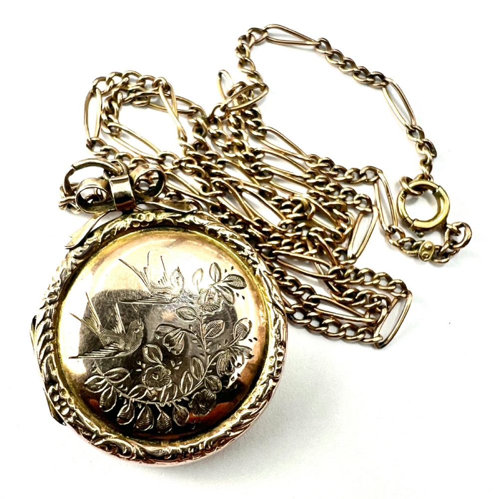 Victorian Love and Luck 9CT Gold Locket Pendant on Chain View III
