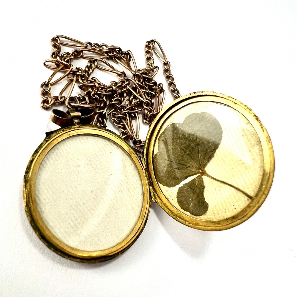 Victorian Love and Luck 9CT Gold Locket Pendant on Chain View IV