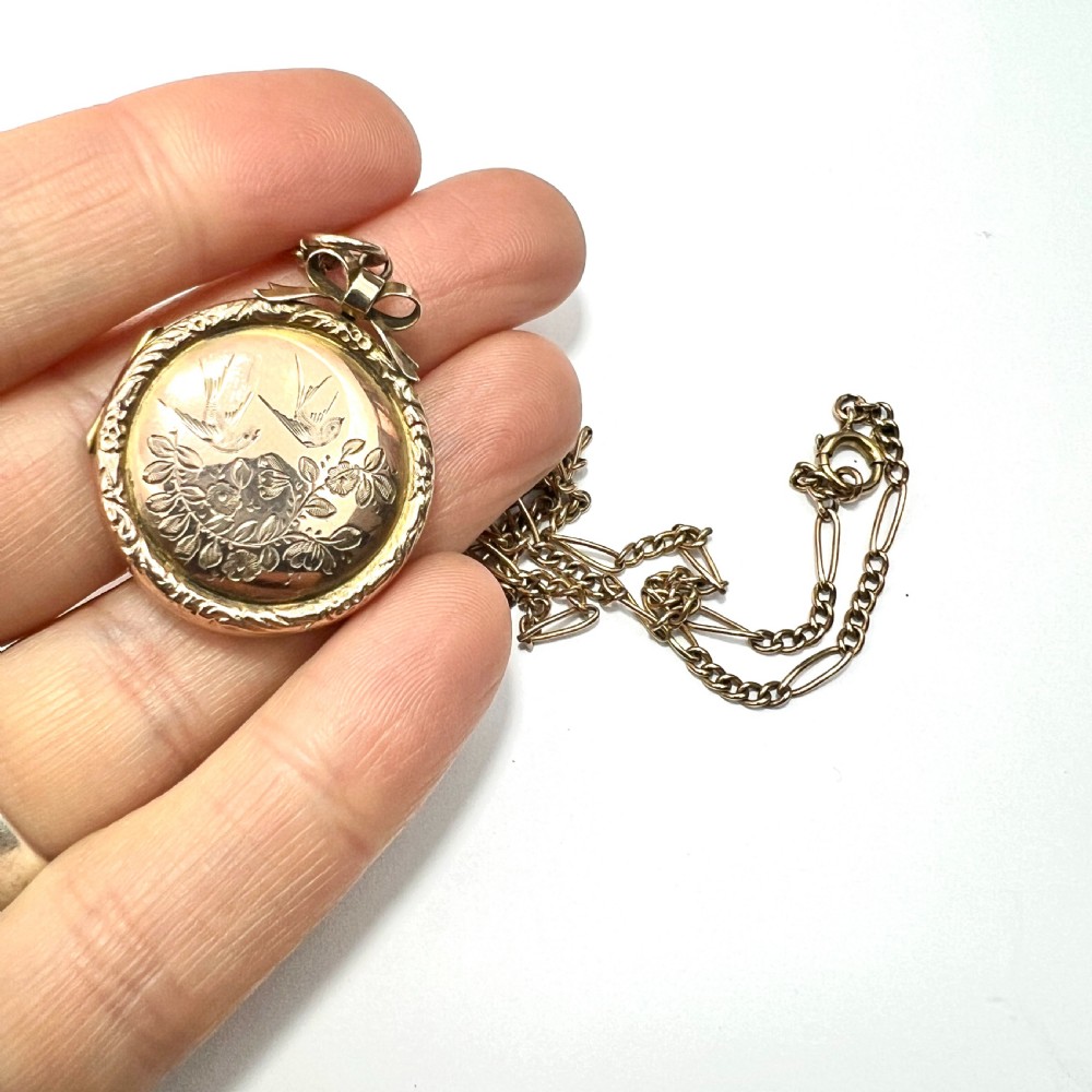 Victorian Love and Luck 9CT Gold Locket Pendant on Chain View VII