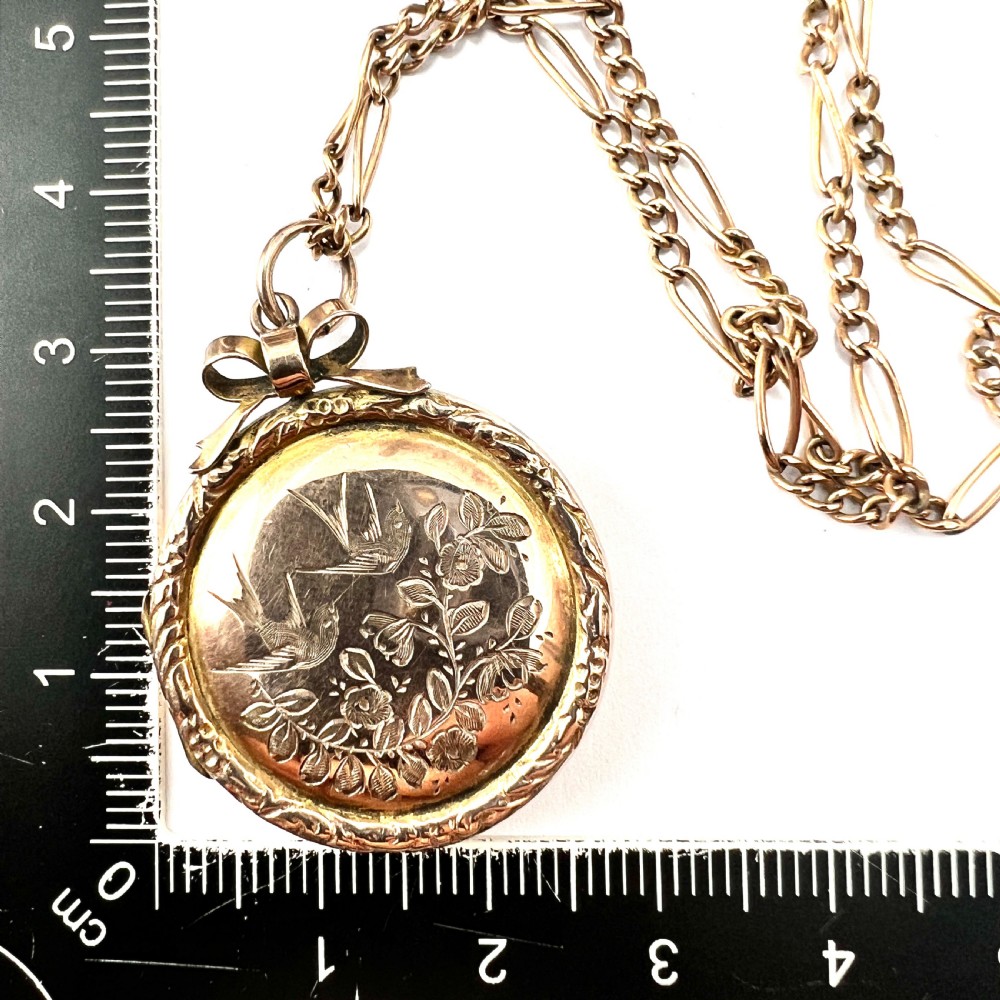Victorian Love and Luck 9CT Gold Locket Pendant on Chain View VIII