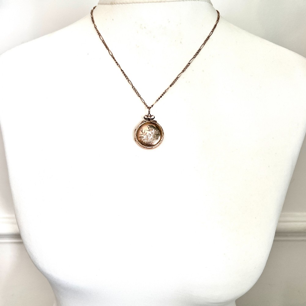 Victorian Love and Luck 9CT Gold Locket Pendant on Chain View X