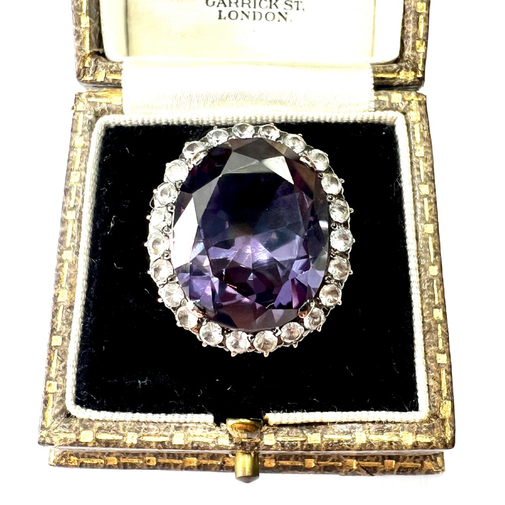 Large Vintage 9CT Gold Corundum Halo Ring