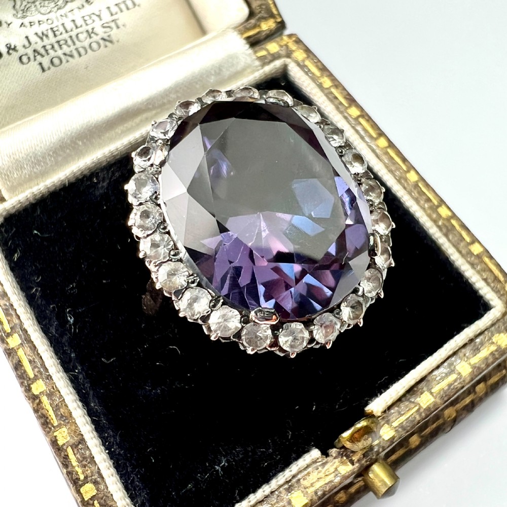 Large Vintage 9CT Gold Corundum Halo Ring View II