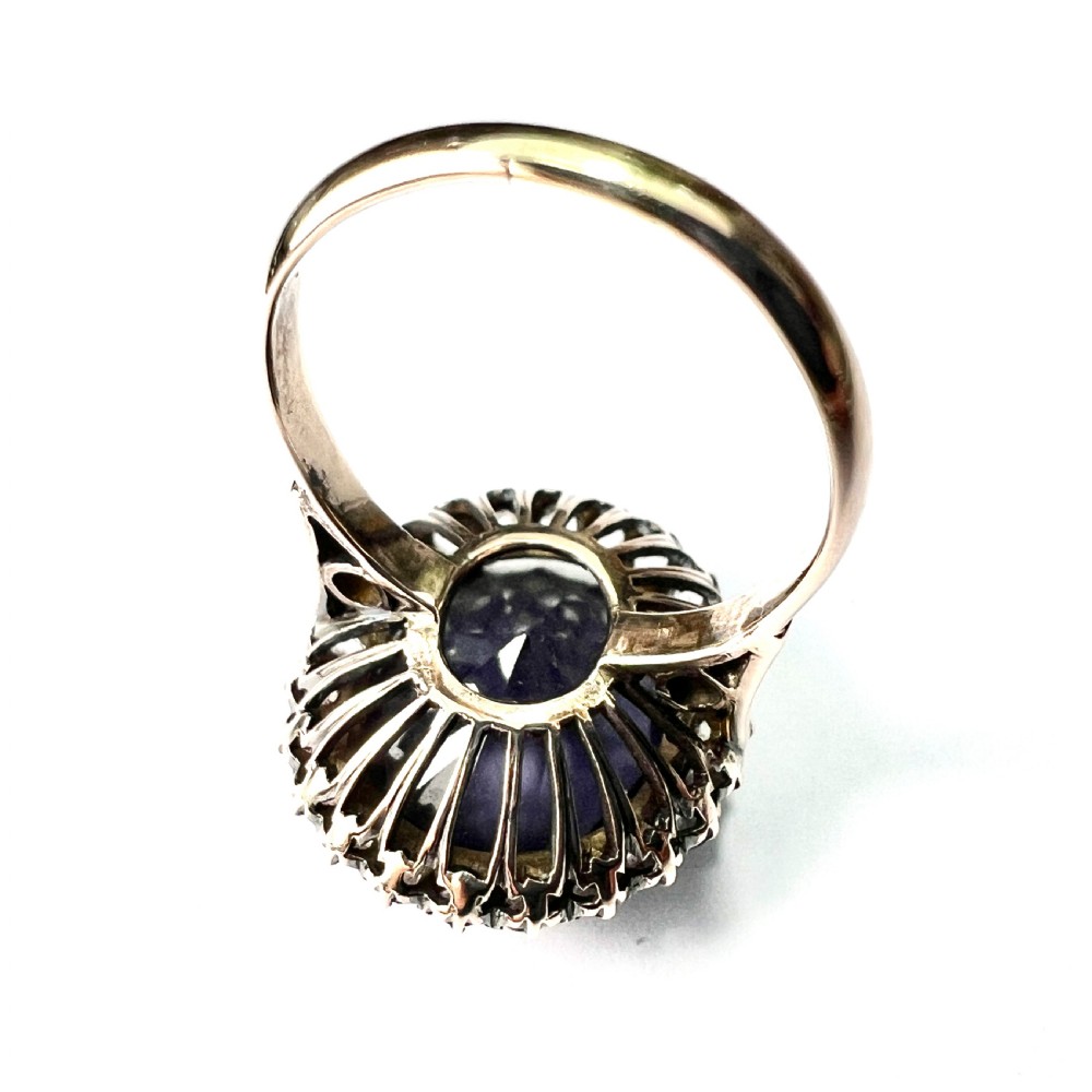 Large Vintage 9CT Gold Corundum Halo Ring View VI