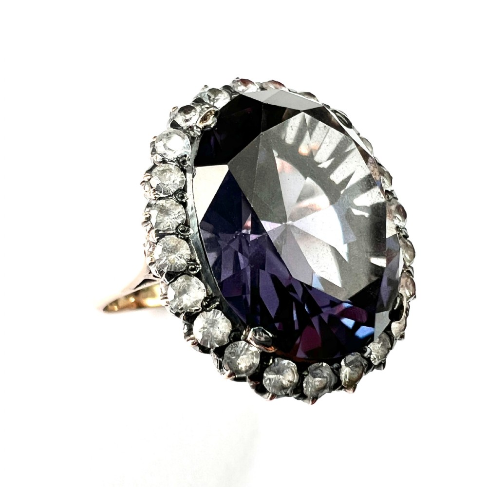Large Vintage 9CT Gold Corundum Halo Ring View VII