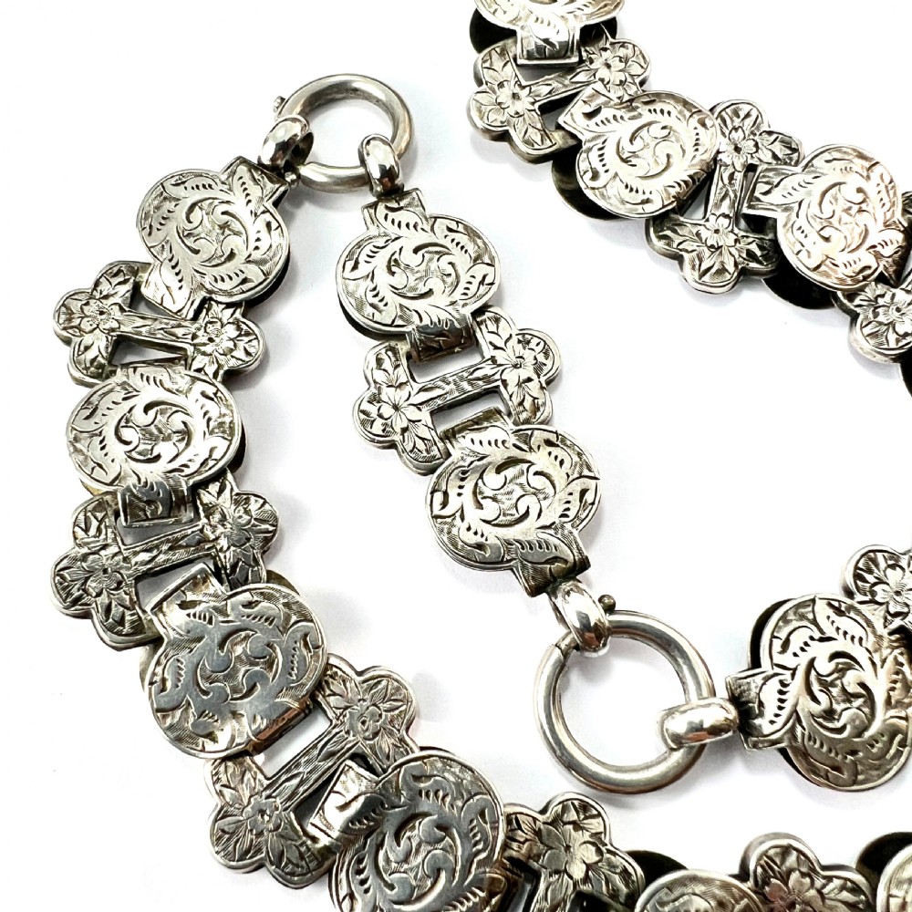 Victorian Silver Book Chain Collar Necklace View II