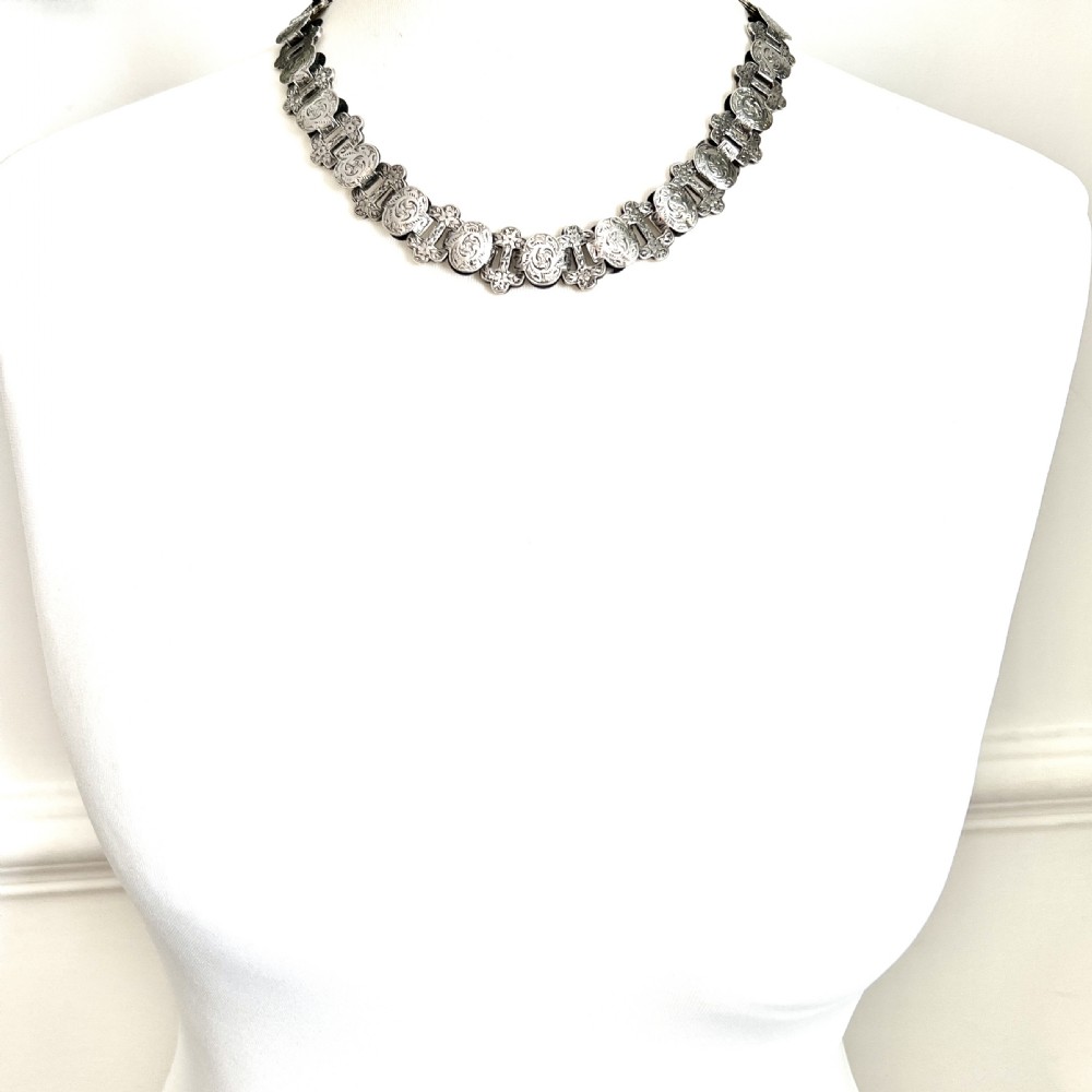 Victorian Silver Book Chain Collar Necklace View III