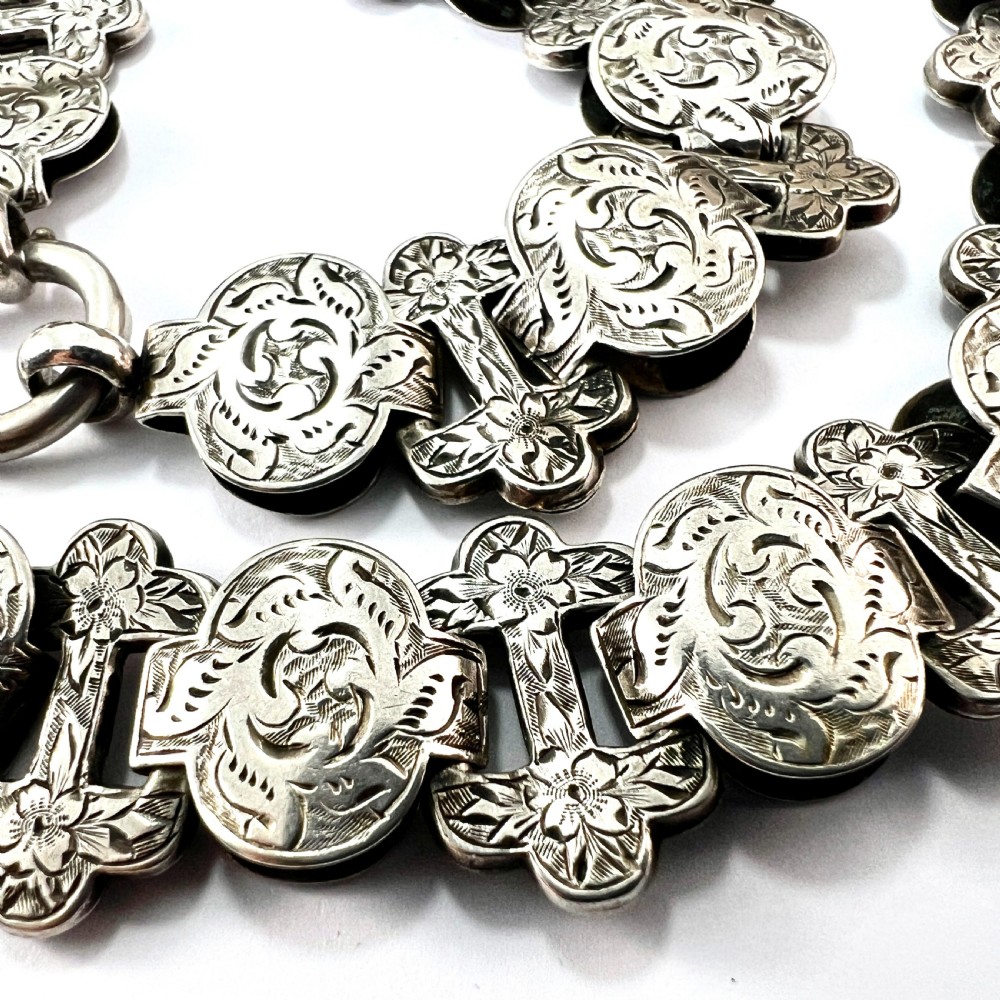 Victorian Silver Book Chain Collar Necklace View VI