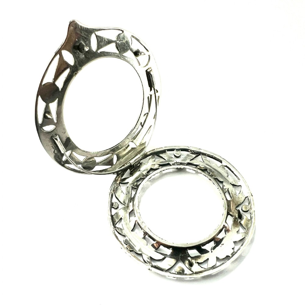 Large Art Deco Silver Circle Marcasite Dress Clip View V