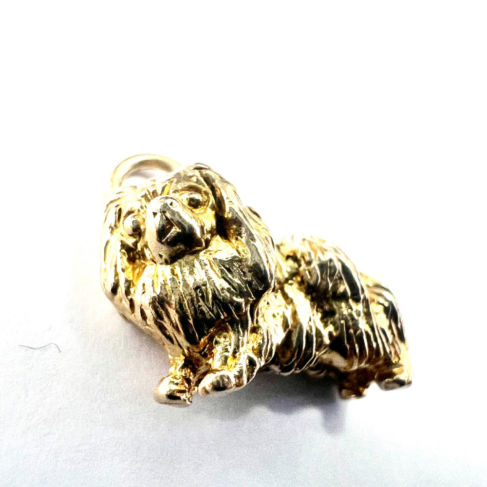 Vintage Hallmarked 9CT Gold Dog Charm • Pekingese/Shih Tzu/Lhasa Apso