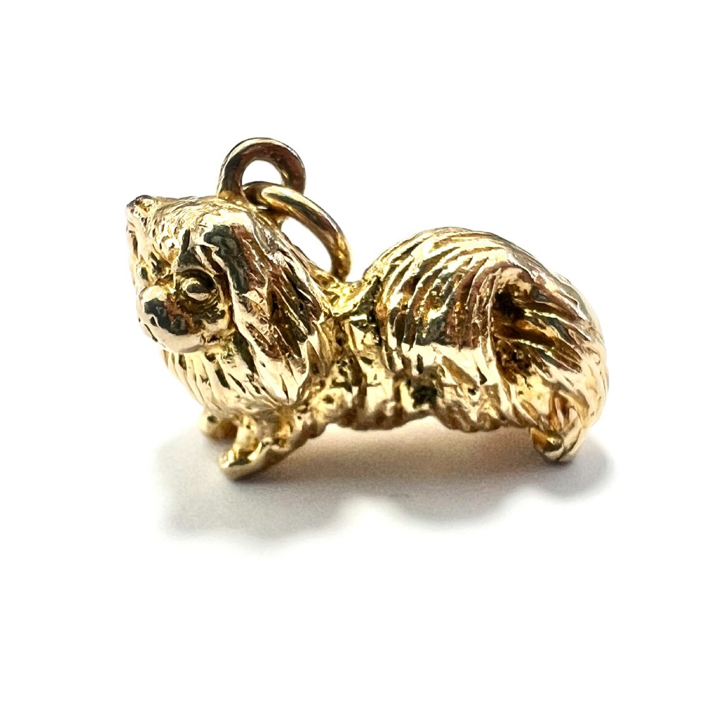 Vintage Hallmarked 9CT Gold Dog Charm • Pekingese/Shih Tzu/Lhasa Apso View III