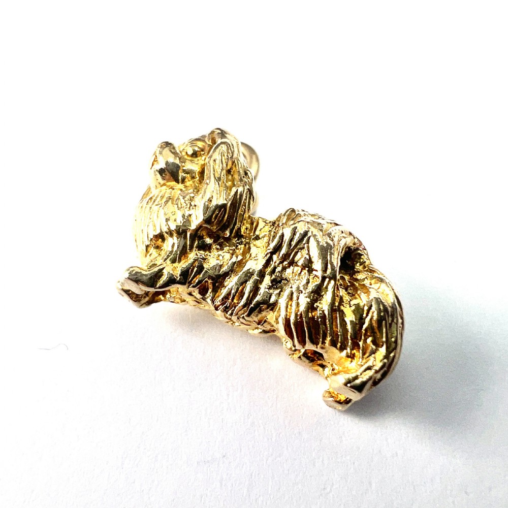 Vintage Hallmarked 9CT Gold Dog Charm • Pekingese/Shih Tzu/Lhasa Apso View V