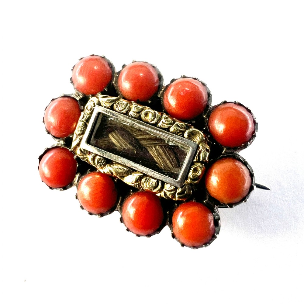 Georgian Coral Gold Cased Mourning Brooch View II