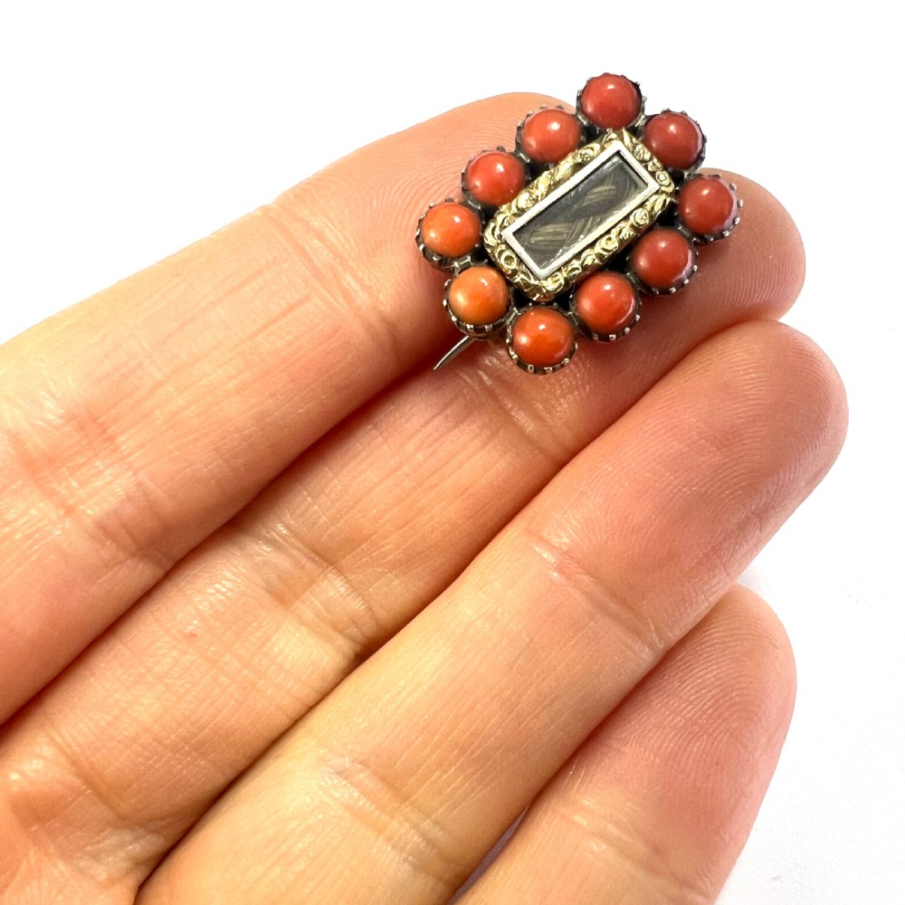Georgian Coral Gold Cased Mourning Brooch View V