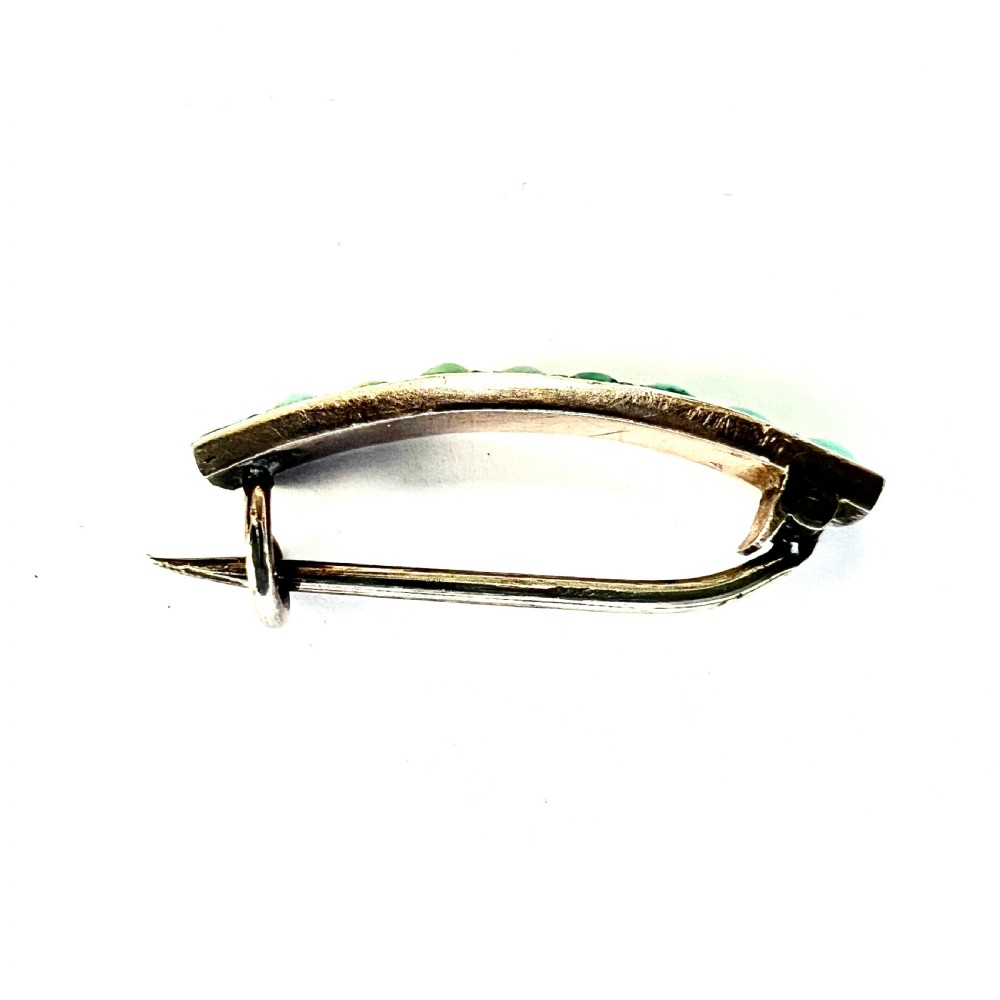 Tiny Antique Turquoise Line Brooch View VI