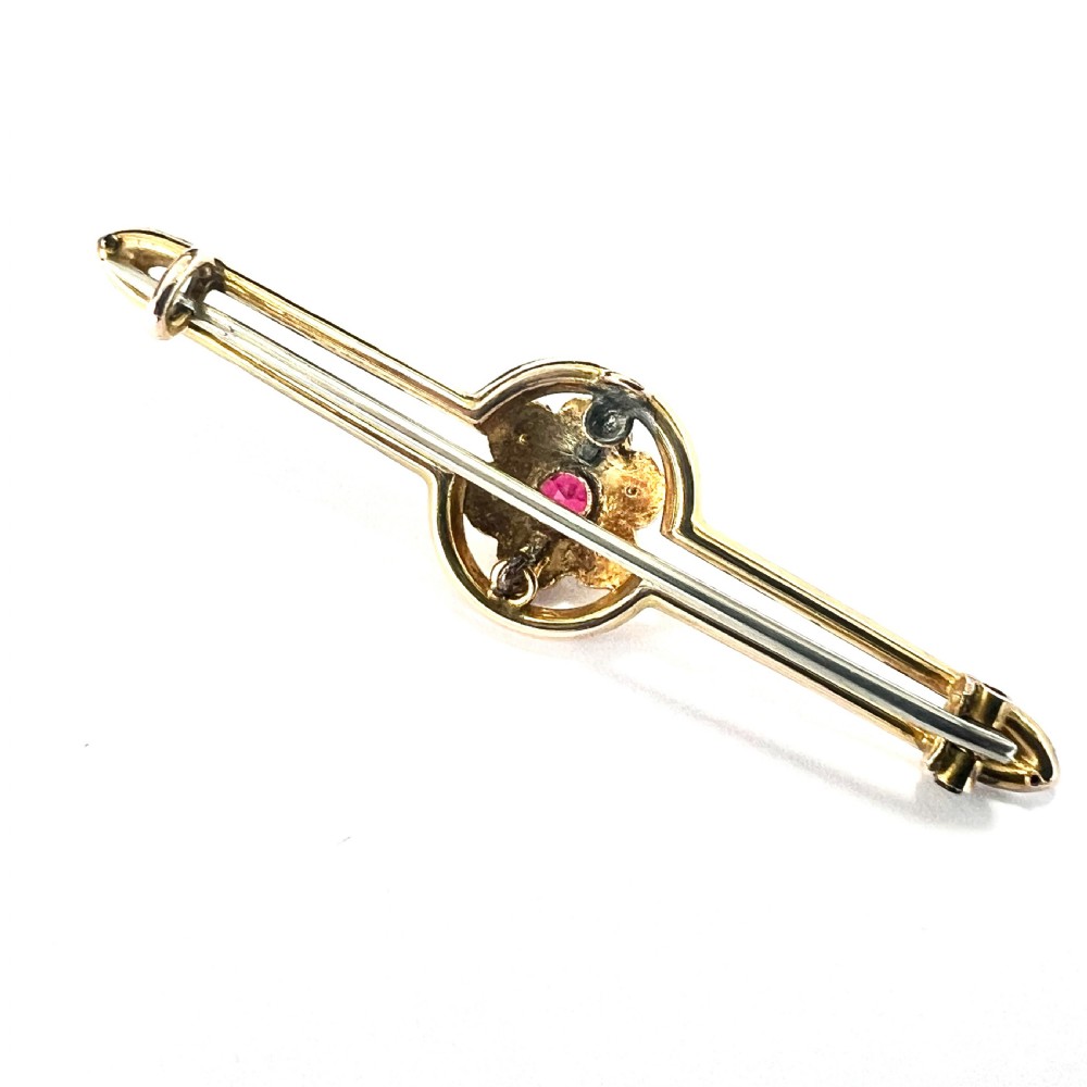• Edwardian 9CT Gold Pearl and Paste Brooch View VI