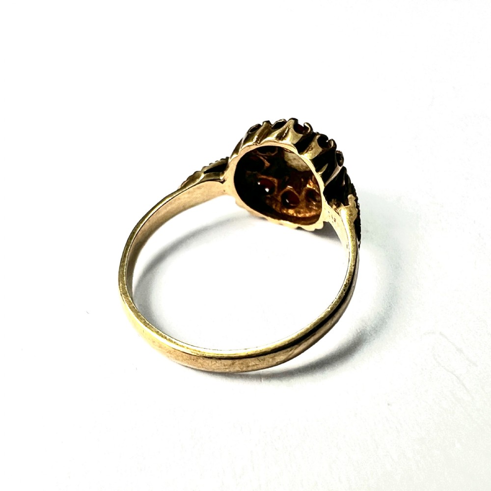 Vintage 9CT Gold Coral and Pearl Halo Cluster Ring View VI