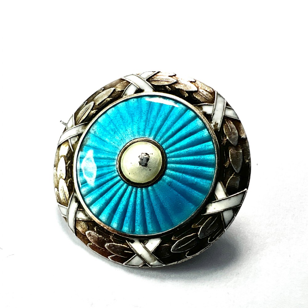 • Antique Turquoise Enamelled Silver Brooch • Marius Hammer View IV
