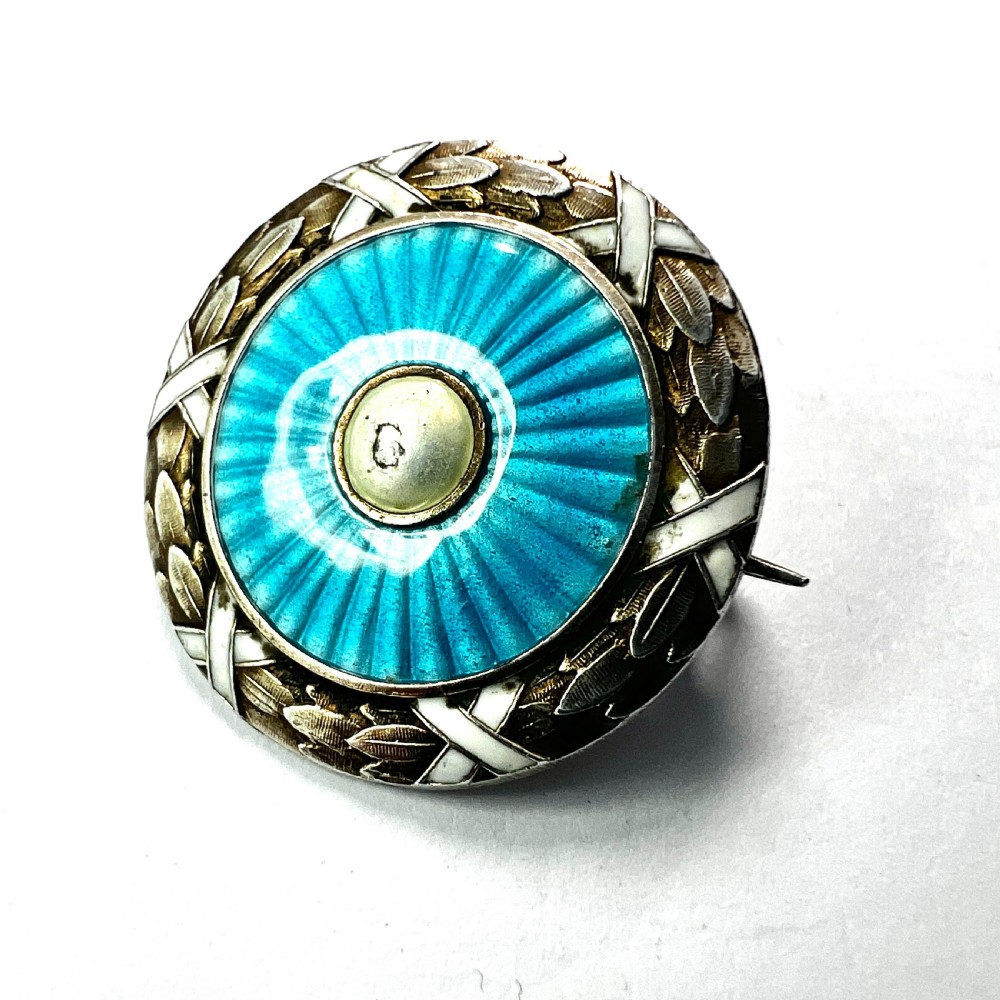 • Antique Turquoise Enamelled Silver Brooch • Marius Hammer View V