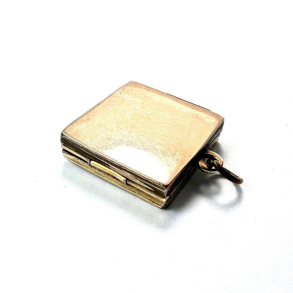 Antique Victorian/Edwardian Diamond Star-set Square Gold Locket Pendant View II