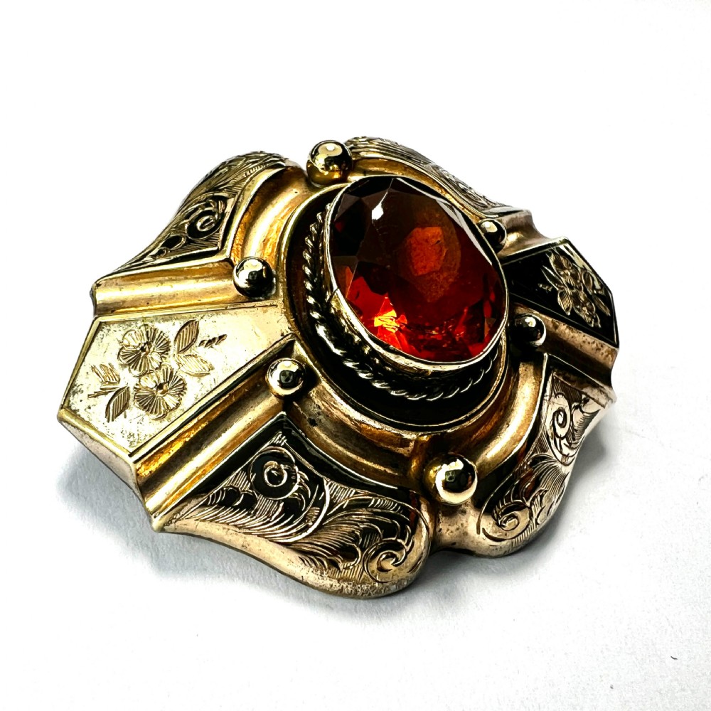 • Victorian Golden Topaz Paste Brooch