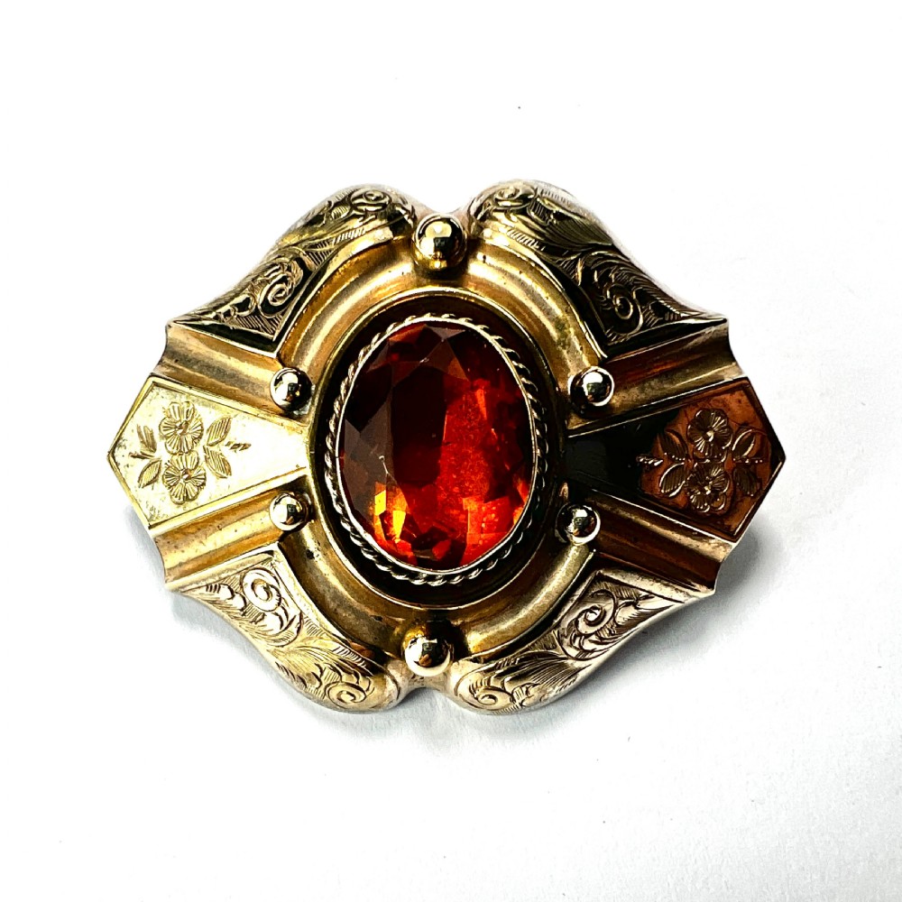 • Victorian Golden Topaz Paste Brooch View II