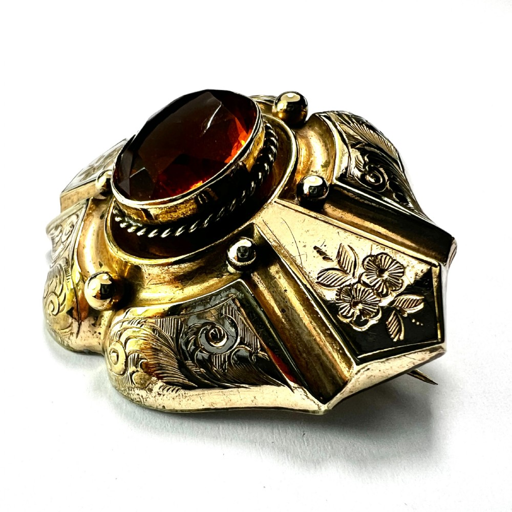 • Victorian Golden Topaz Paste Brooch View III