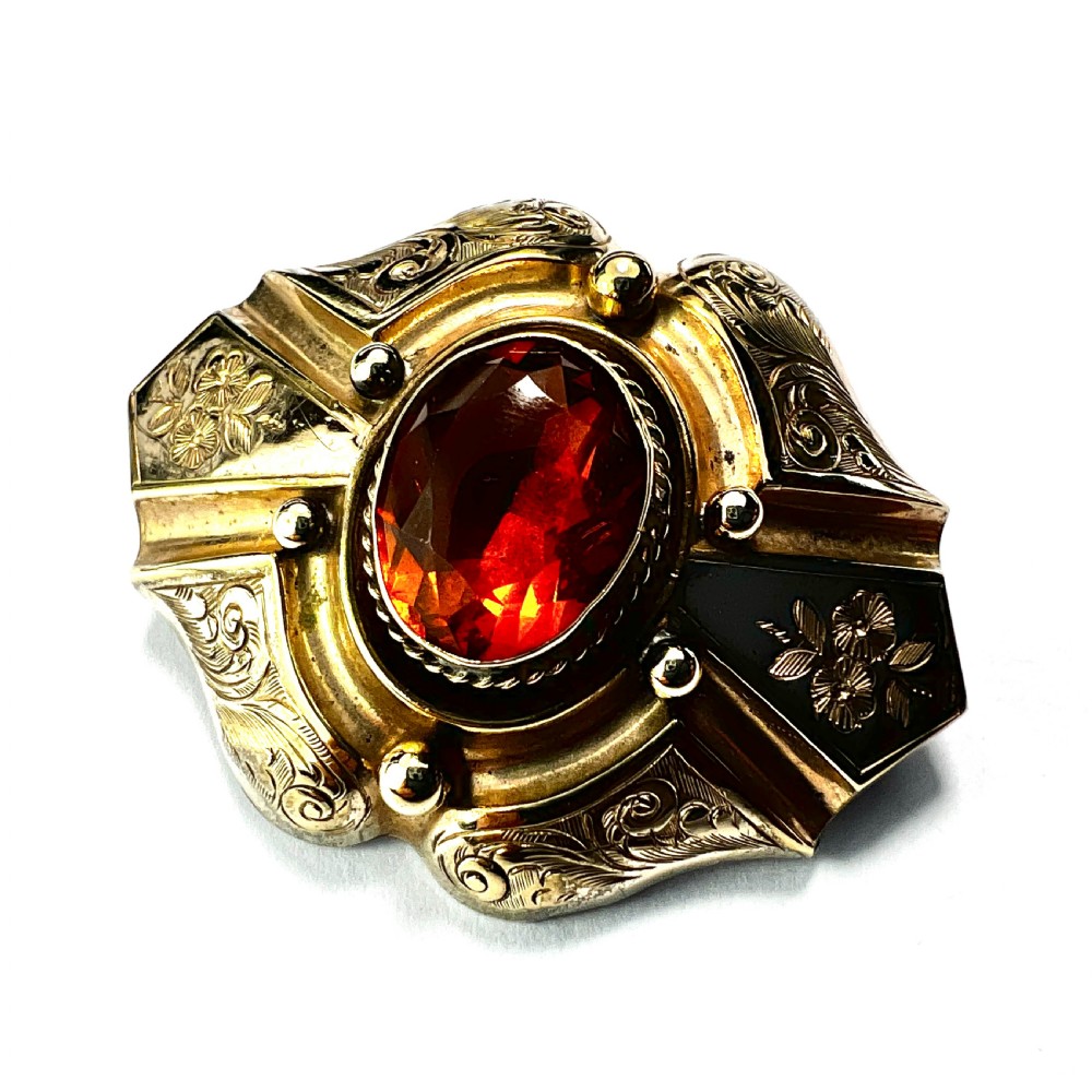 • Victorian Golden Topaz Paste Brooch View IV