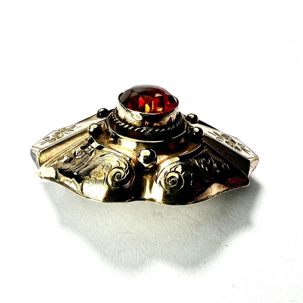 • Victorian Golden Topaz Paste Brooch View V