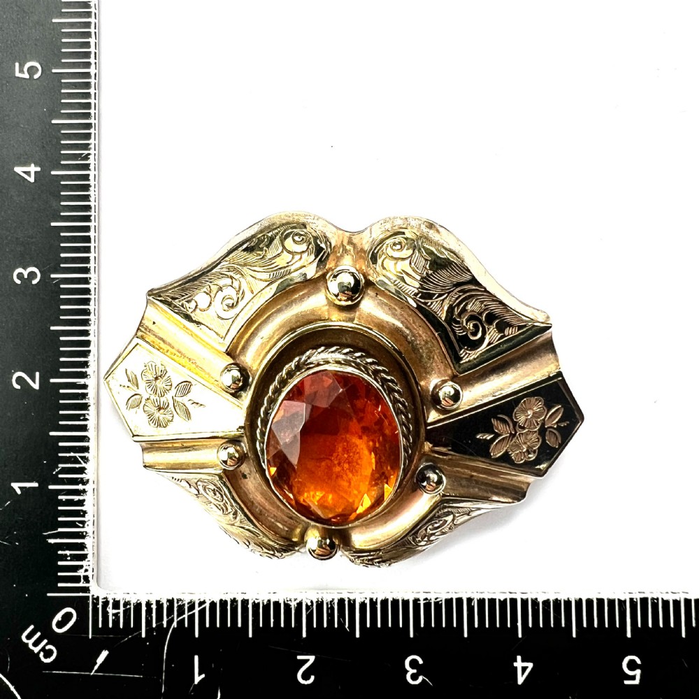 • Victorian Golden Topaz Paste Brooch View VII