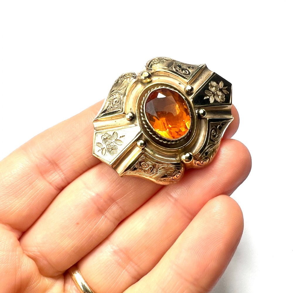 • Victorian Golden Topaz Paste Brooch View VIII