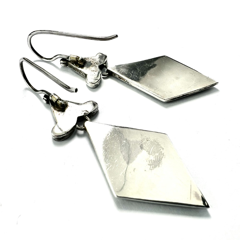 Large Victorian Scottish Silver Agate Earrings View VI