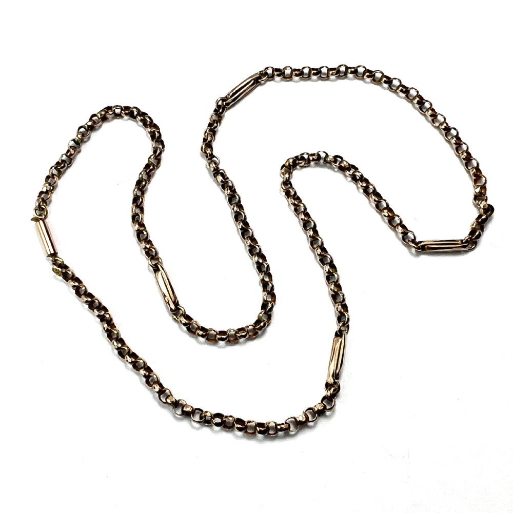 Edwardian 9CT Gold Long/Belcher Link Chain Necklace