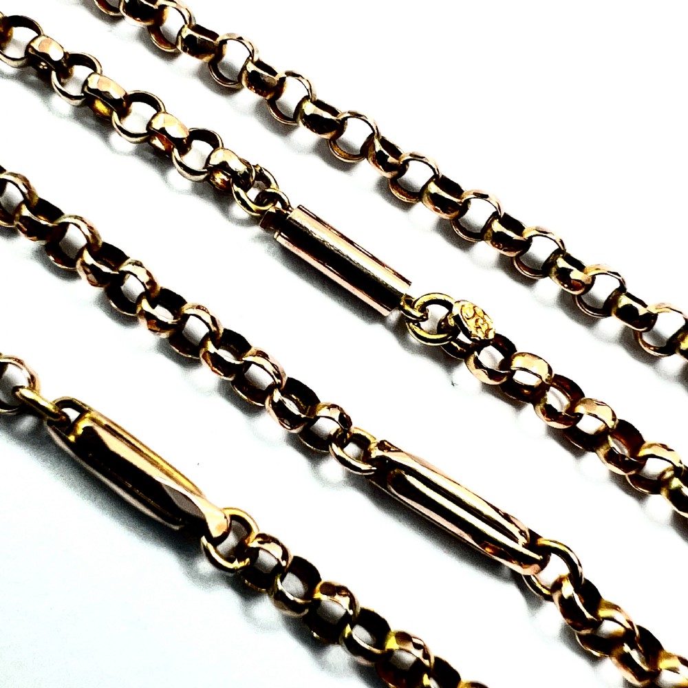 Edwardian 9CT Gold Long/Belcher Link Chain Necklace View II