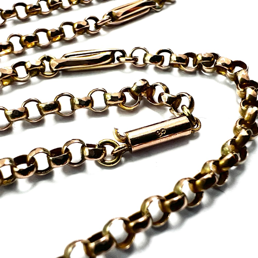 Edwardian 9CT Gold Long/Belcher Link Chain Necklace View III