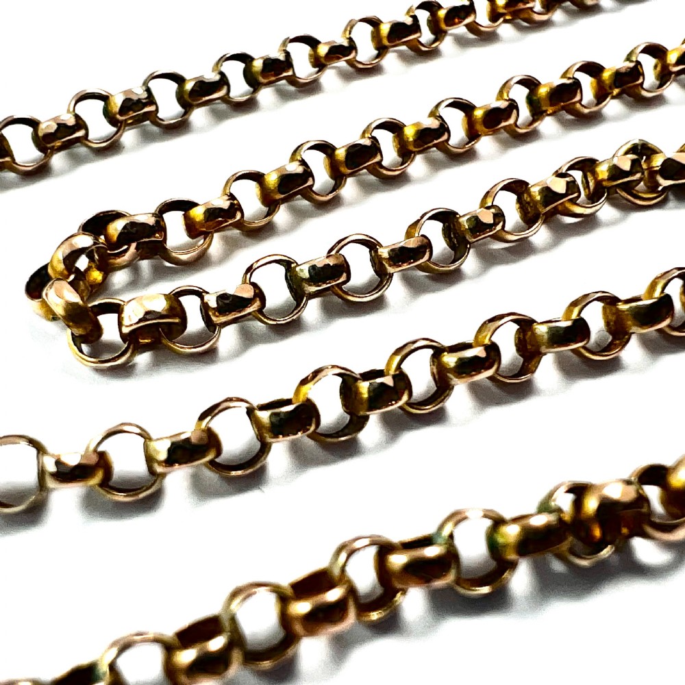 Edwardian 9CT Gold Long/Belcher Link Chain Necklace View V