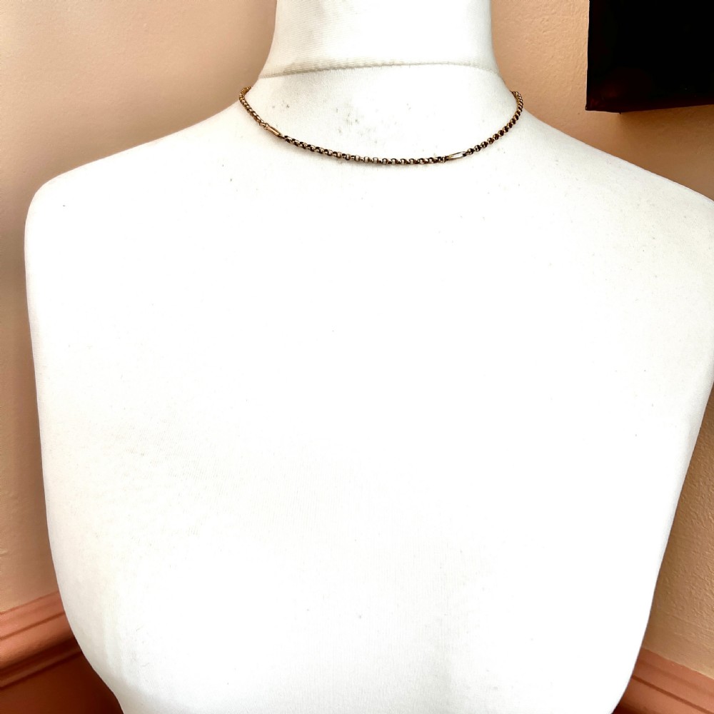 Edwardian 9CT Gold Long/Belcher Link Chain Necklace View VII