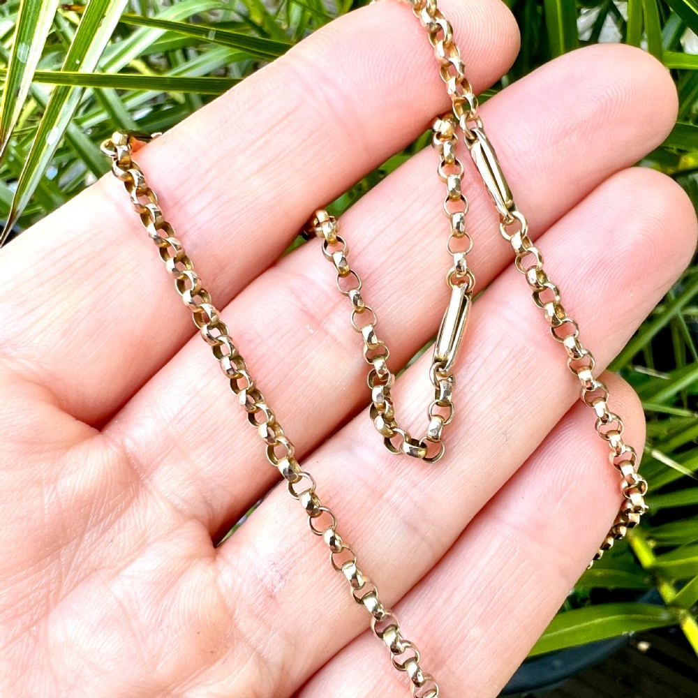Edwardian 9CT Gold Long/Belcher Link Chain Necklace View VIII