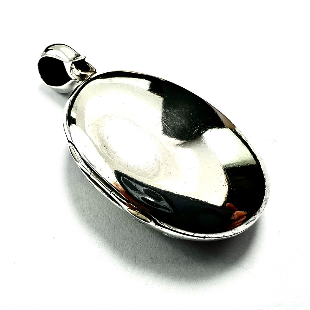 Large Victorian Silver Organic Nature Locket Pendant View III