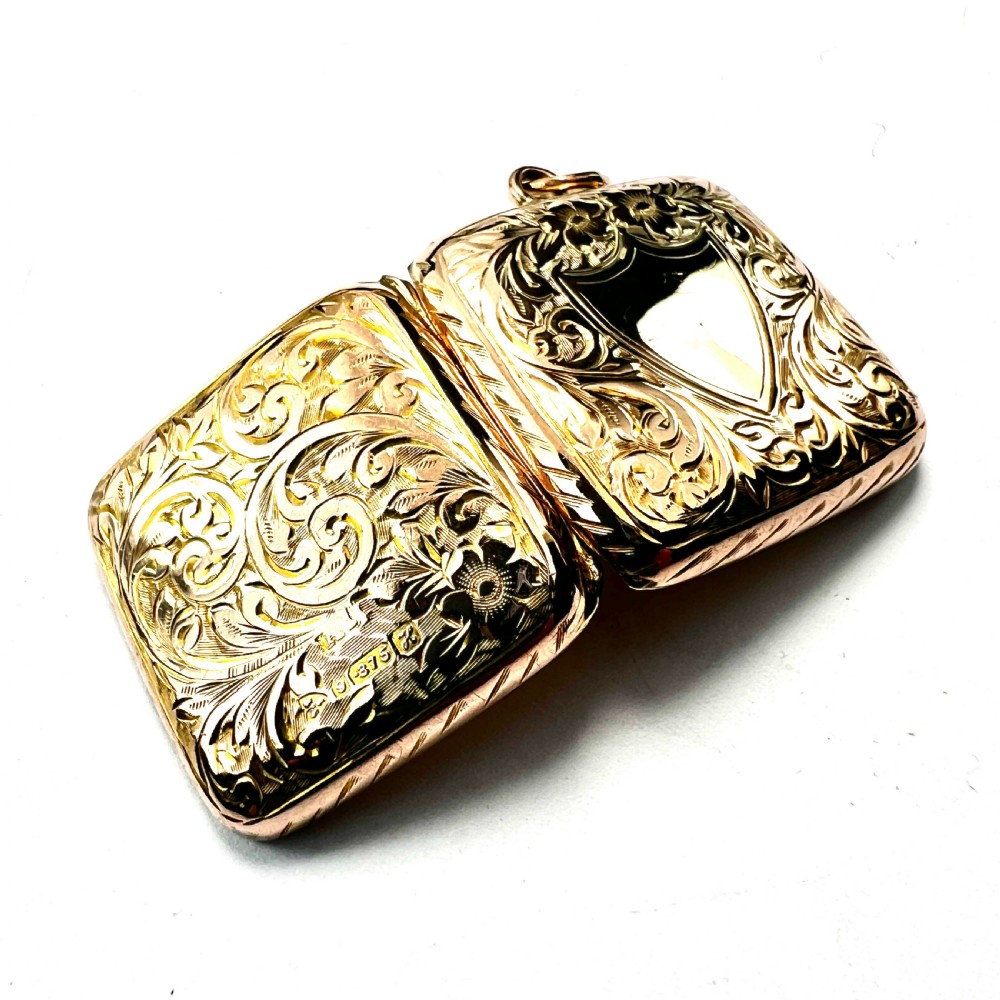 Edwardian Solid 9CT Gold Square Locket Pendant